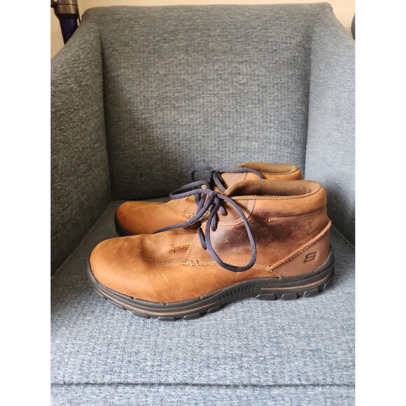 Skechers Men's Relaxed Fit Respected Boswell Brown Leather Boots Size 9.5 - Picture 2 of 11